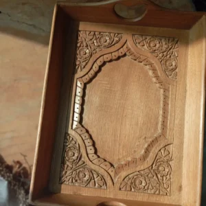Kashmiri Wooden Tray – Traditional Handcrafted Art Piece