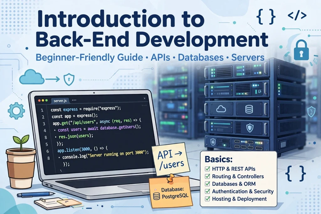 Introduction to back-end development concept with server and database