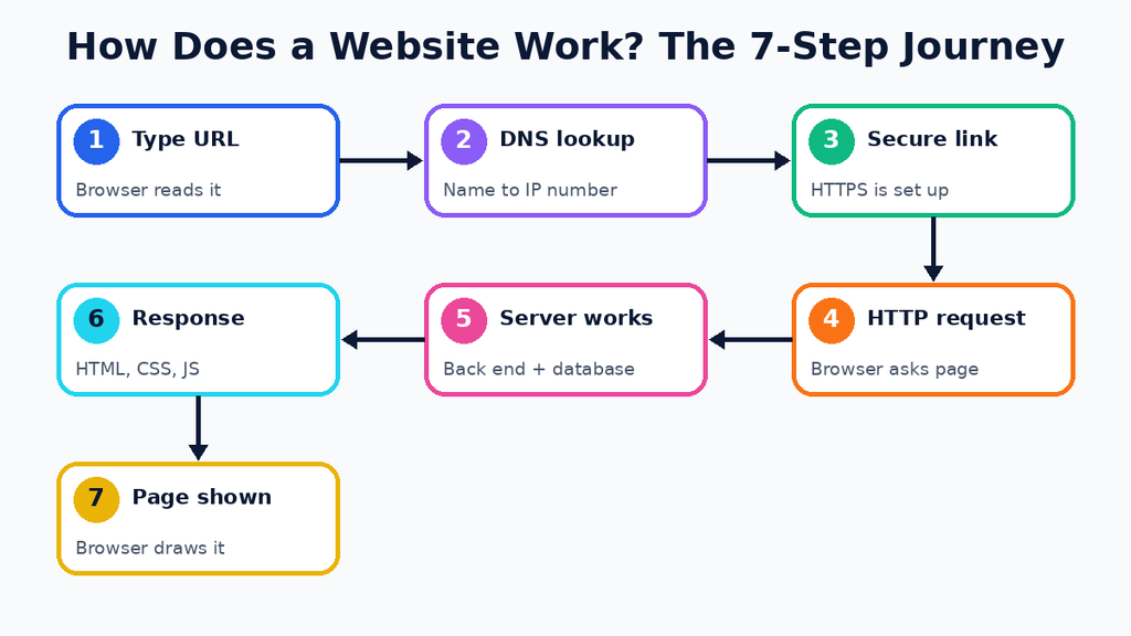 How does a website work: the 7-step journey from URL to page